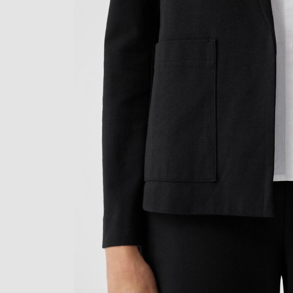 NWT Eileen Fisher Cotton Ponte Blazer in Black, size PL - Picture 3 of 9